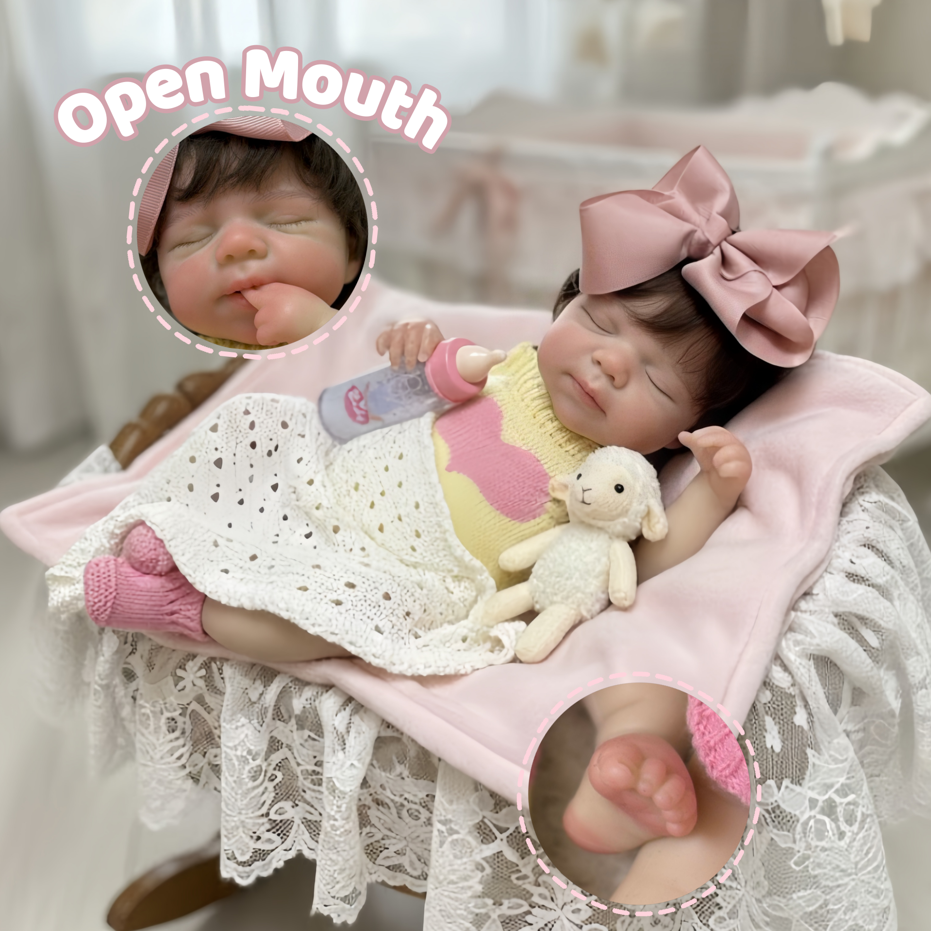 1 ピース/2 服 33 センチメートルオープン口根付髪パスカルソフトシリコーンベベリボーンガール人形 3D 塗装スキンベベリボーンデシリコーン