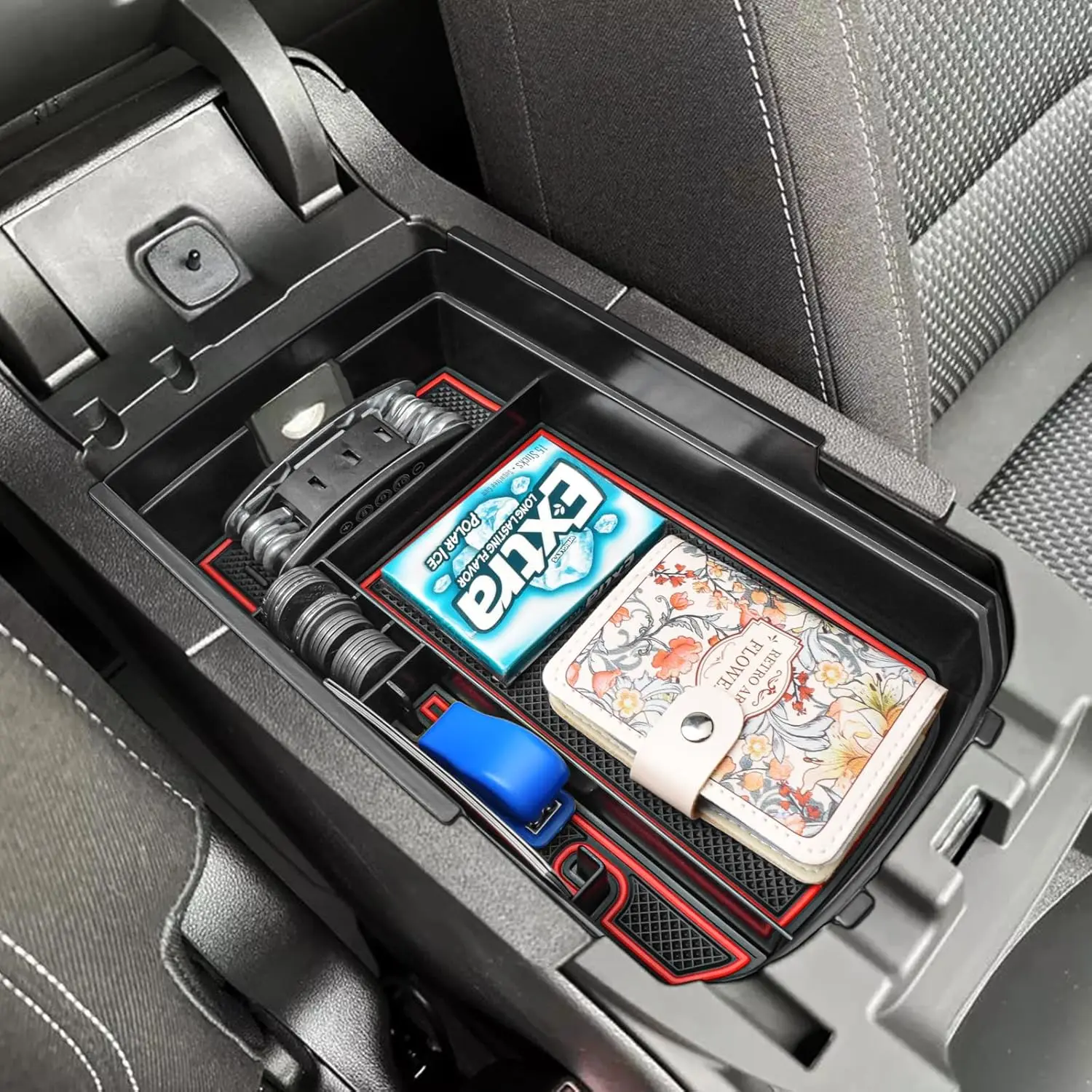 センターコンソールオーガナイザートレイ GMC 地形 2018-2024 と互換性アクセサリーセンターコンソールオーガナイザー車のアームレスト収納ボックス