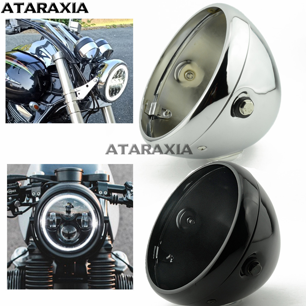 バイクオートバイ 7 インチ外側シェル LED ヴィンテージヘッドライト取付バケット 7 インチランニングライトシェルハウジングカバーカフェレーサー用