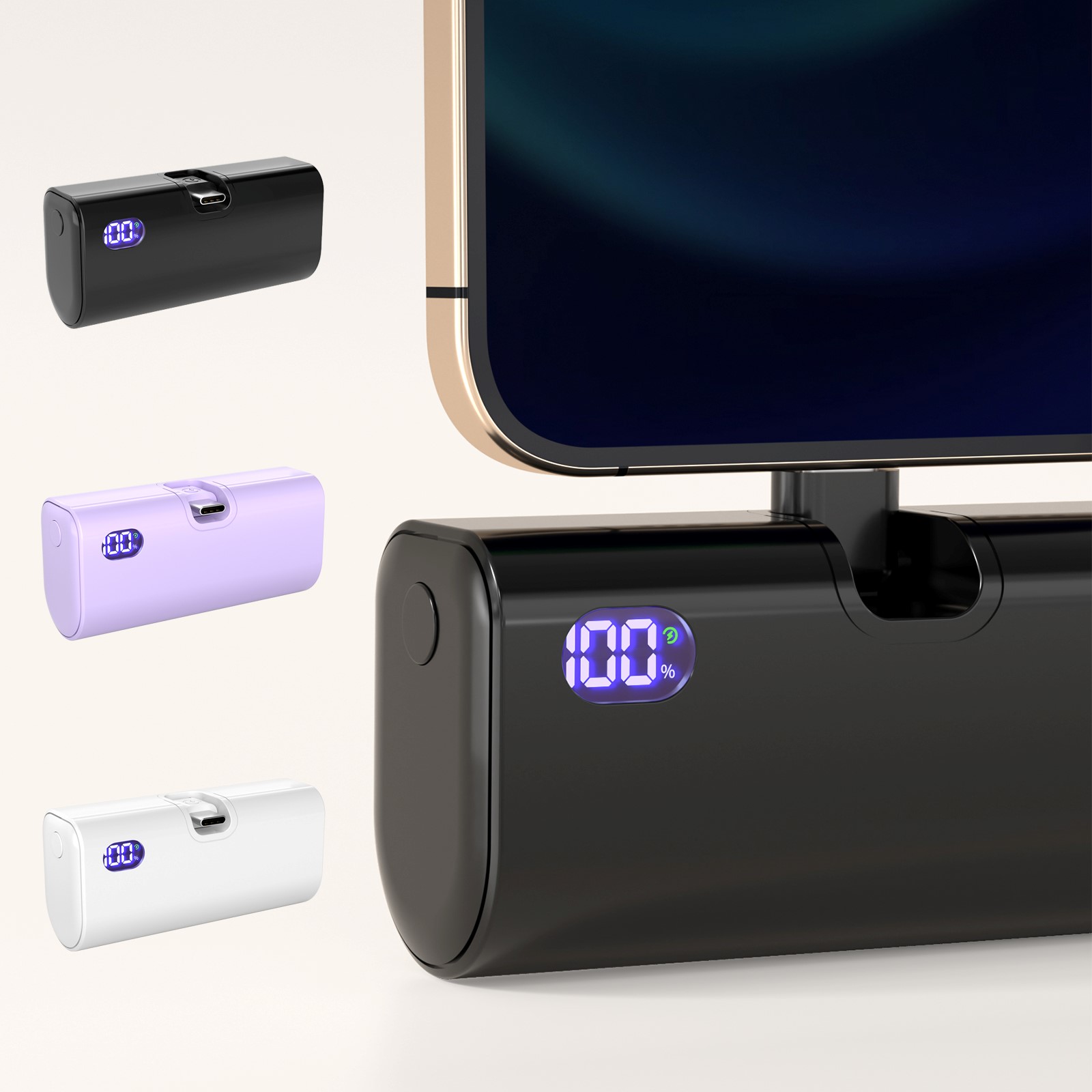 ポータブルミニパワーバンク高速充電モバイル外部バッテリー小型パワーバンク折りたたみ式 Type-C Lightning ポート iPhone Samsung 用