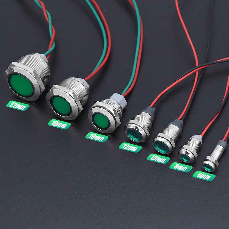 100 個 10 ミリメートル 3V 5V 12V 24V 110V 220V 防水 IP67 金属 LED 警告インジケータライト信号ランプベルトラインライト