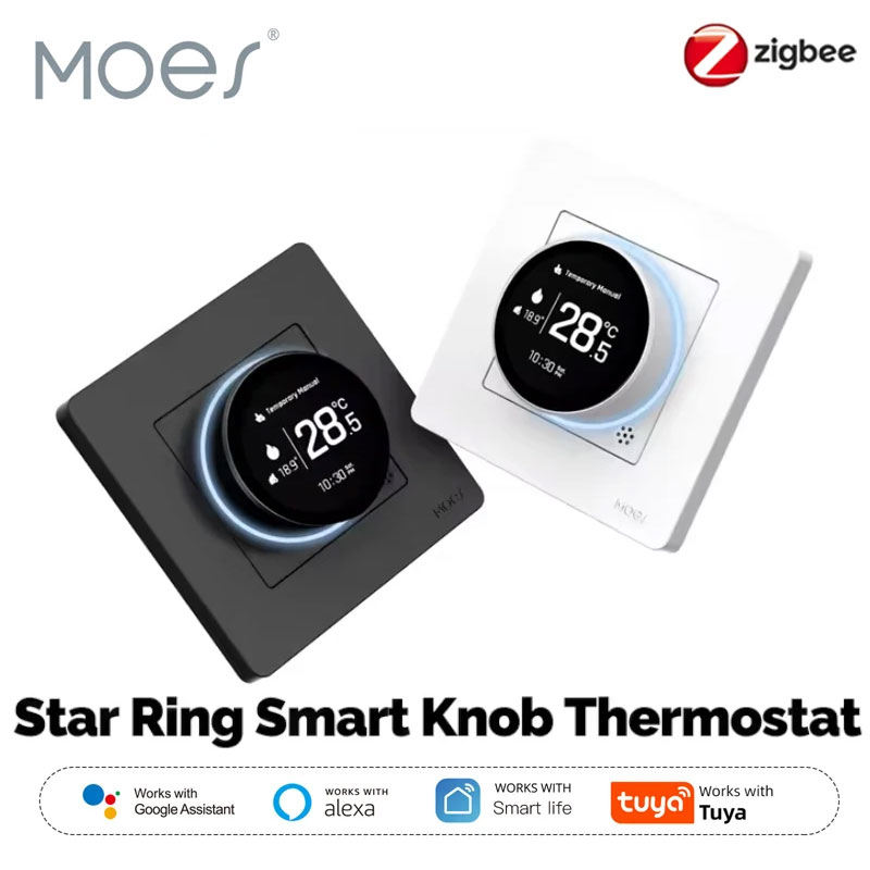 MOES Tuya ZigBee スマートノブサーモスタットスターリングシリーズ温度コントローラー水ボイラー電気加熱 Alexa Google