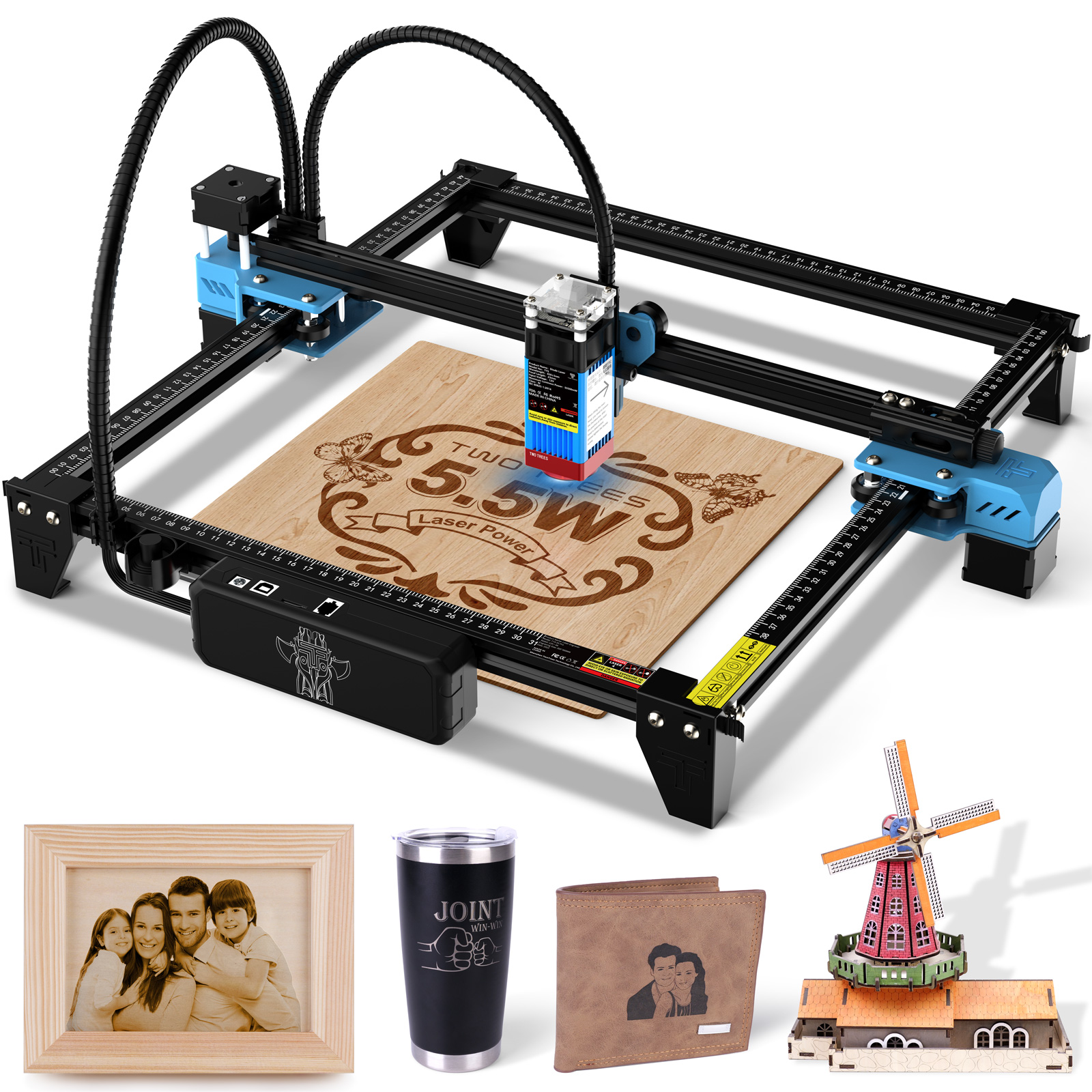 TwoTrees TTS-10 Pro 80W/TTS-55Pro 40W レーザー彫刻機 CNC 木工切断、木材、皮革、ステンレス鋼など