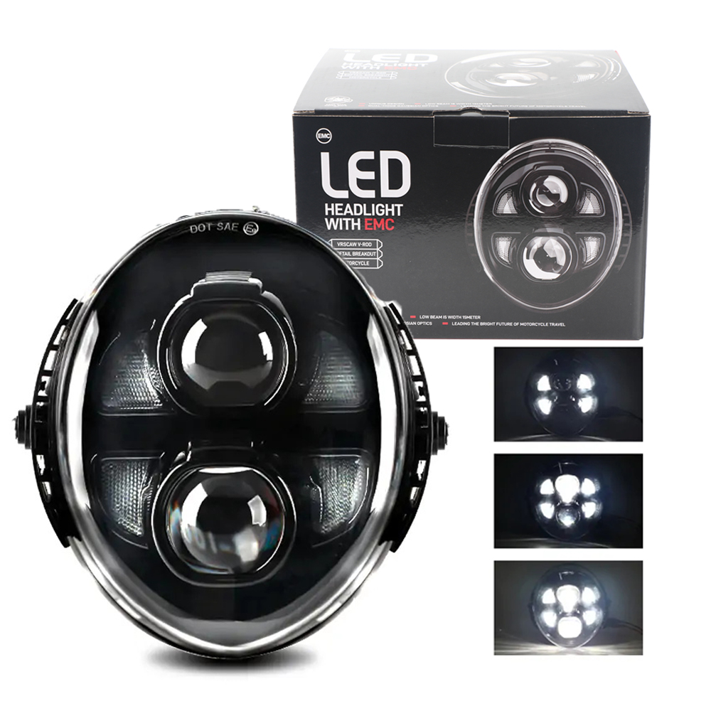 LED フロントヘッドライトハーレーダビッドソン VRod V-ロッド VRSC VRSCA VRSCB VRSCF VRSCAW 2002-2017 HI/ロービーム Led オートバイヘッドランプ