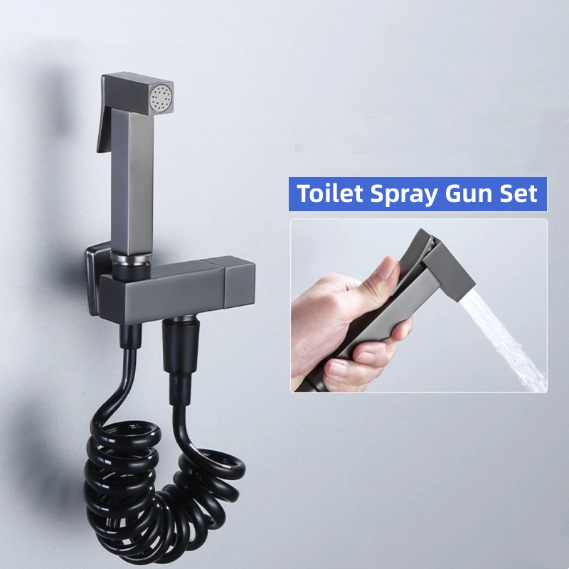真鍮ビデ蛇口ゴールド/ガングレー手持ちトイレビデスプレー衛生セットシャワートイレシングル冷水タップセルフクリーニング
