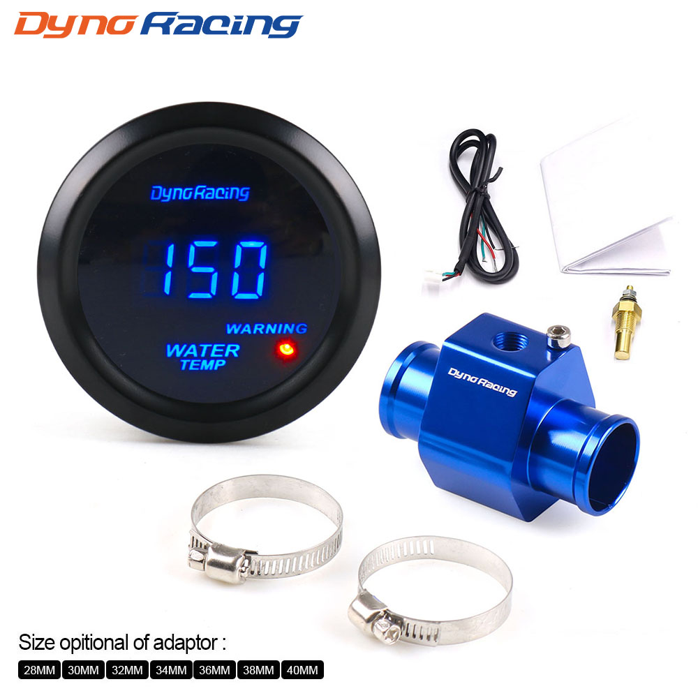 Dynoracing 2 ''52 ミリメートル車デジタルブルー Led 水温計 40-150 摂氏水温ジョイントパイプセンサーアダプター 1/8NPT