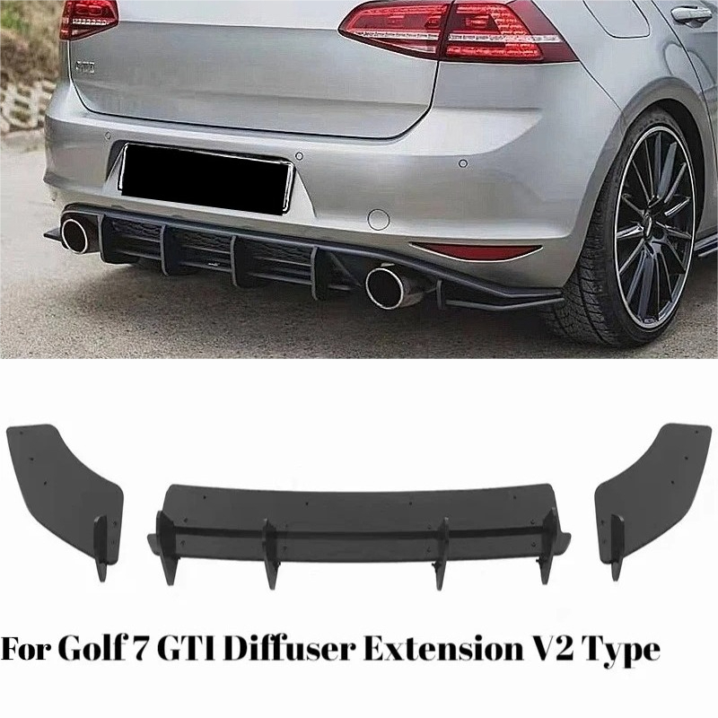 フォルクスワーゲンゴルフ 7 GTI ディフューザー延長 V2 タイプブレードスタイルリアスポイラーリップエアカーテン車の修正アップグレードアクセサリー