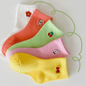可愛くて面白い子供用ソックスセット、純綿、ユニセックス、ハッピーな子供用ソックス、刺繍、編み物、柄入り、無地。