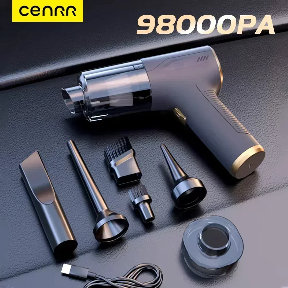 CENRR 98000PA 強力なミニカー掃除機コードレスワイヤレスカークリーナーハンドヘルドポータブル掃除機エアガン