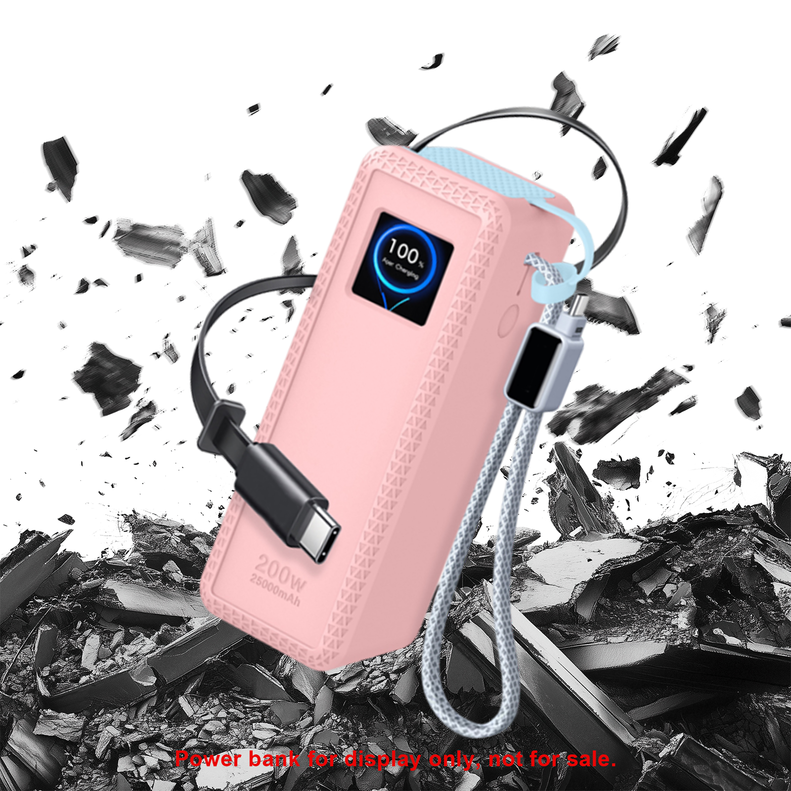 UGREEN 200W 用ポータブル保護カバー 紛失防止ストラップ付き ポータブル旅行用キャリングケース 内蔵ケーブル収納