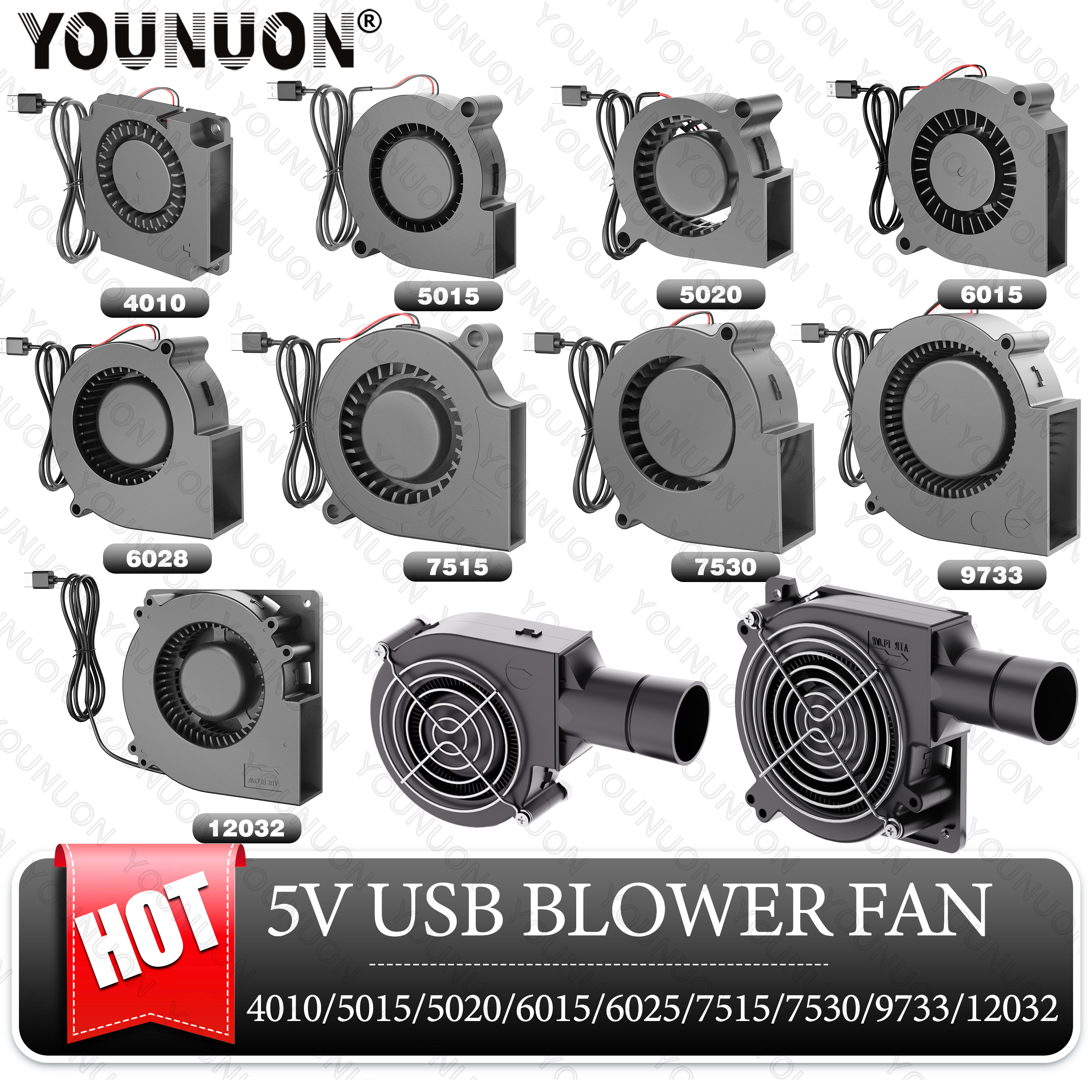 DC 5V USB 5015 7515 7530 送風機冷却ファンブラシレスモーターケースファン送風機ファン加湿器ファン電磁調理器ファン