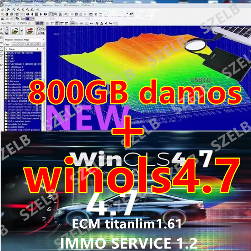Winols 4.7 フルアクティベート 800GB Damos Windows 10 11 仮想多言語なし ECM TITANIUM 1.61 IMMO SERVICE ツール 4 in 1