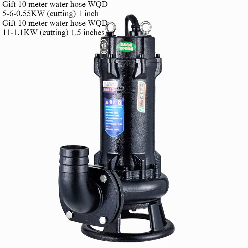 産業用 220V 切断下水ポンプ 水中、高耐久スラリー糞便ポンプ 10m ホース付き 養豚場廃棄物用