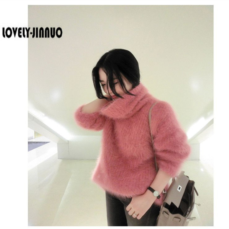 女性の新しい冬のセーター Kojah 長いセクションの厚いルーズタートルネックセーターカシミヤミンクコートドレス送料無料 JN308A