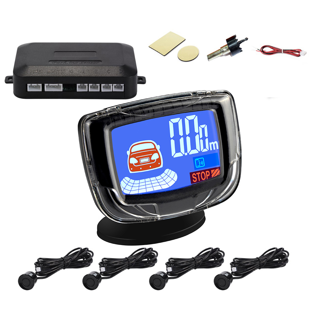 車両駐車センサー LCD ディスプレイ スイッチ付き 車リバースレーダー 駐車距離 リア 4 センサー バックアップ警報システム ブザー