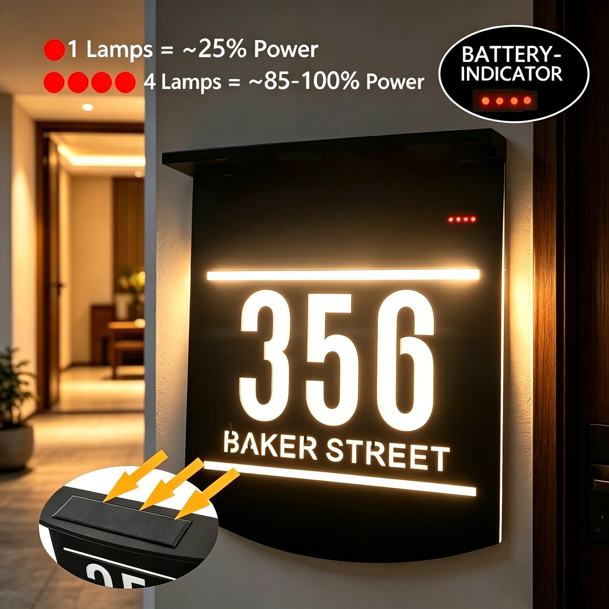 カスタマイズされた LED ソーラー家番号屋外自宅住所標識 3D アクリル LED 家番号プレートソーラーライト屋外ドア看板 LED