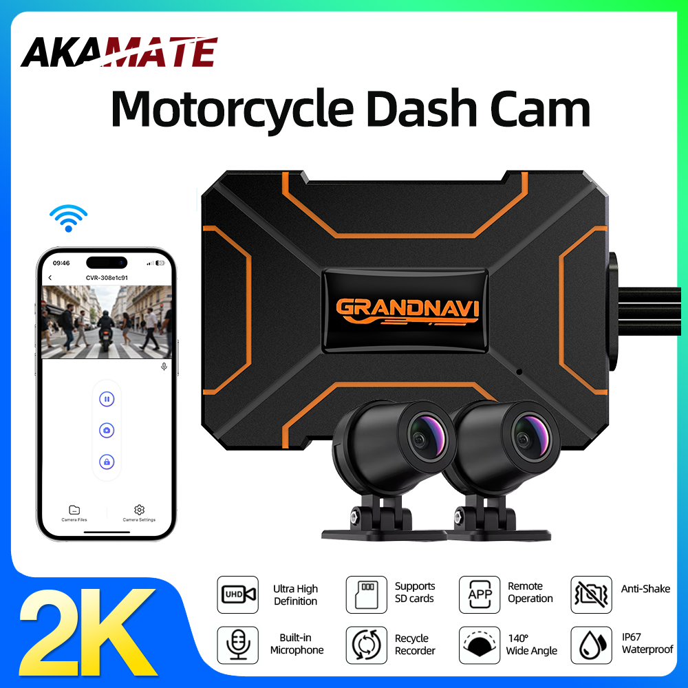 2K デュアルレンズ HD 防水オートバイ DVR 前後 140 広角ビデオ録画ダッシュカム WiFi オートバイ用