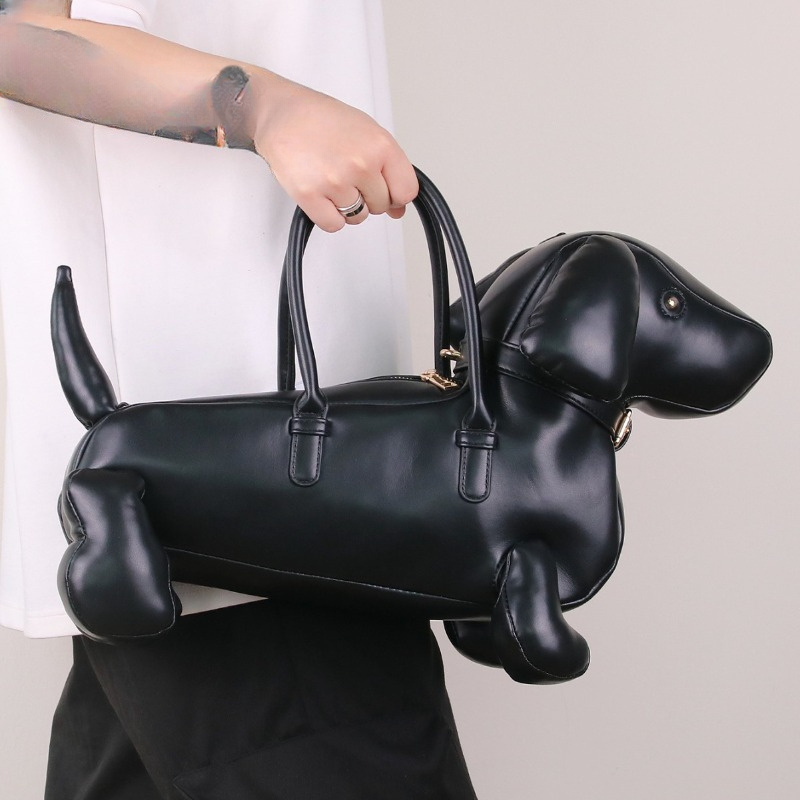女性のファッションクリエイティブデザインかわいいダックスフントハンドバッグPUソフトレザーショルダーメッセンジャーバッグ