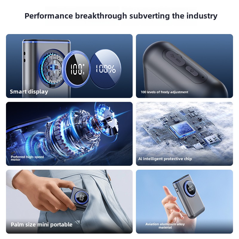 3-in-1 ポータブルネックファン 手持ち腰掛け デジタルディスプレイ付き 100レベル アルミバックパックファン