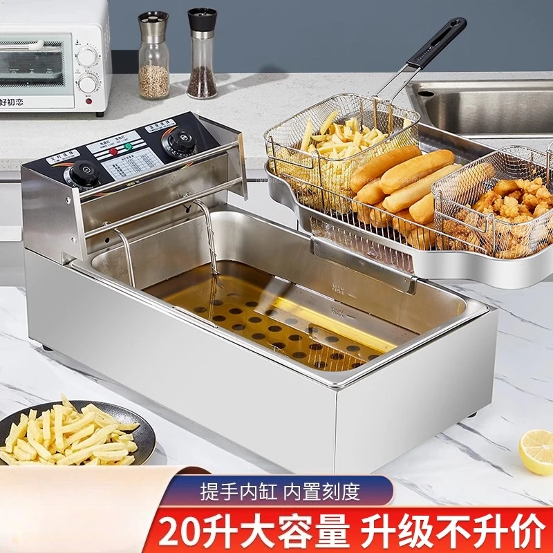 220V シングルタンク電気フライヤー商業大容量揚げスティックドーナツフライ用