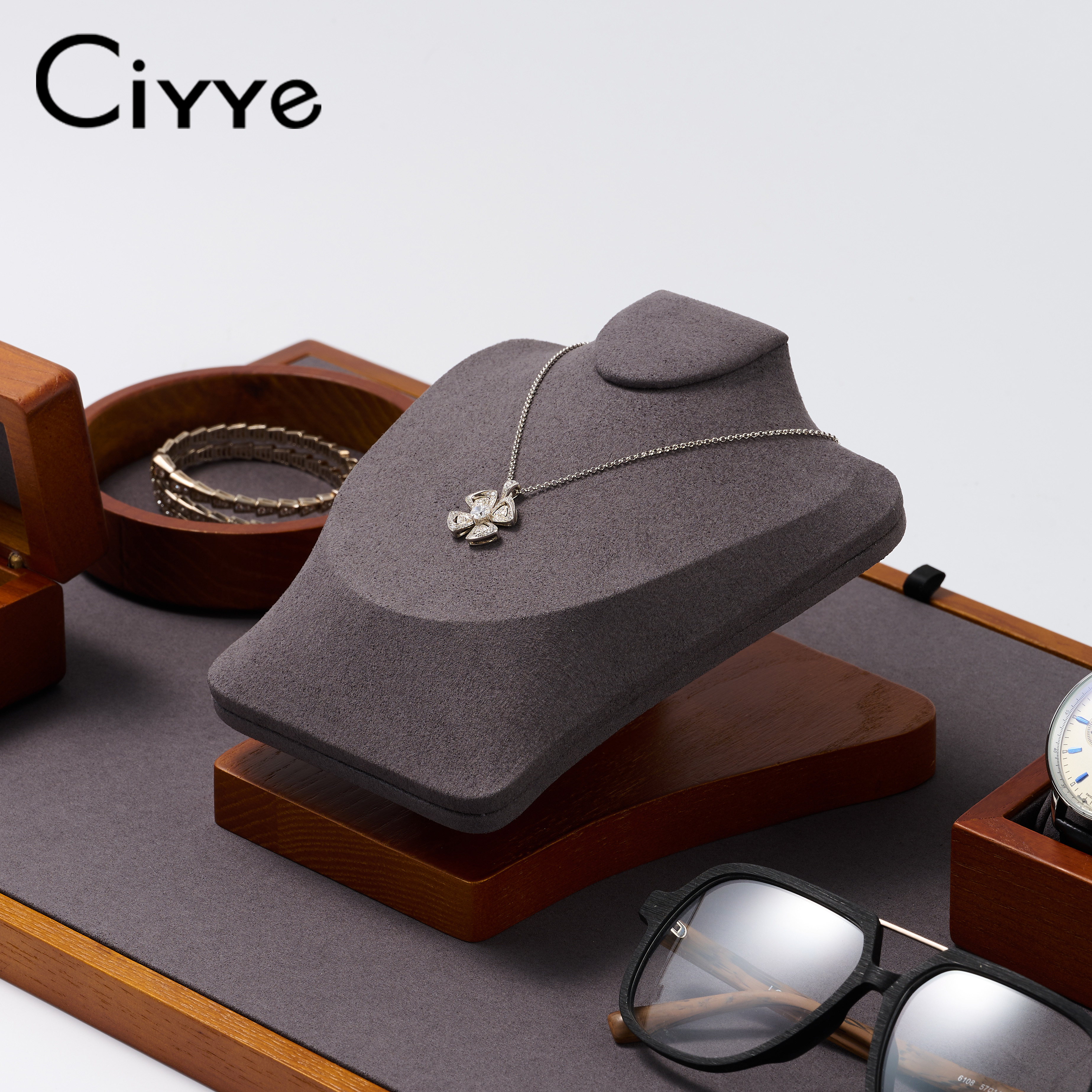 Ciyye 無垢材バストジュエリー収納ラックネックレスマネキンラックジュエリーラックペンダントディスプレイラックジュエリーウィンドウディスプレイ小道具