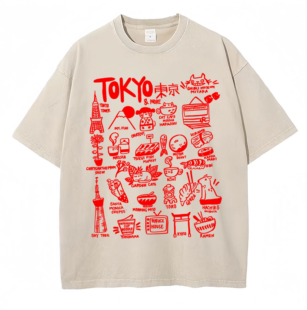 洗浄日本スタイル東京文化食品 Tシャツグルメ愛好家ファッション原宿男性女性 Tシャツ綿カジュアルルーズ Y2k Tシャツ