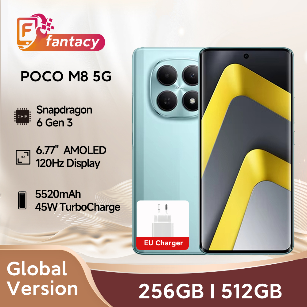 新しい POCO M8 5G グローバルバージョンスマートフォン Snapdragon 6 Gen 3 6.77 "120Hz ディスプレイ 50MP カメラ 5520mAh 45W ターボ充電 NFC