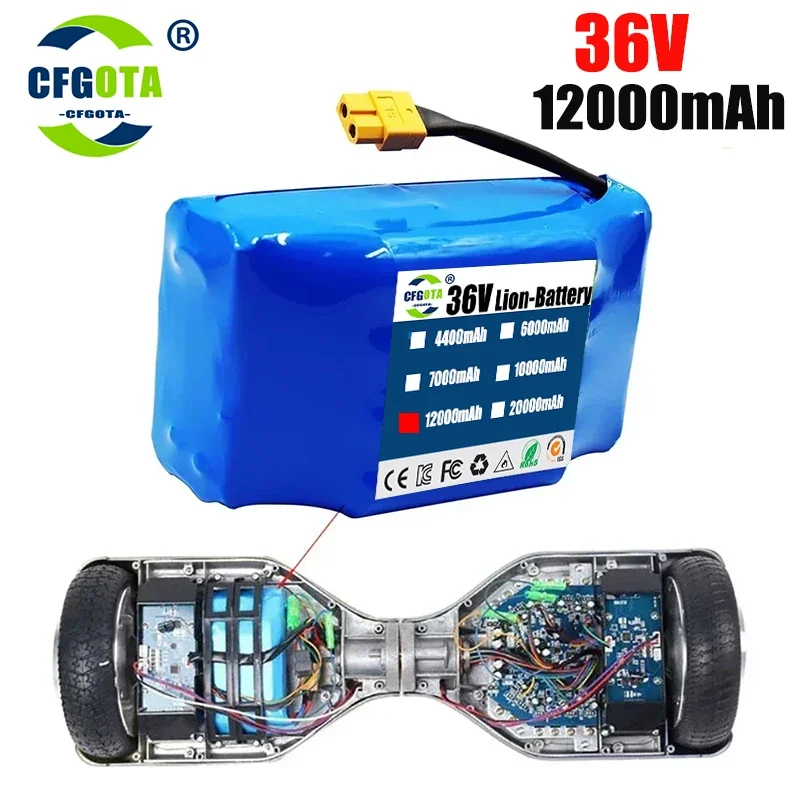 本物の 36V 12Ah 10s2p バッテリーパック充電式リチウムイオンバッテリー電動セルフバランススクーターホバーボード一輪車用
