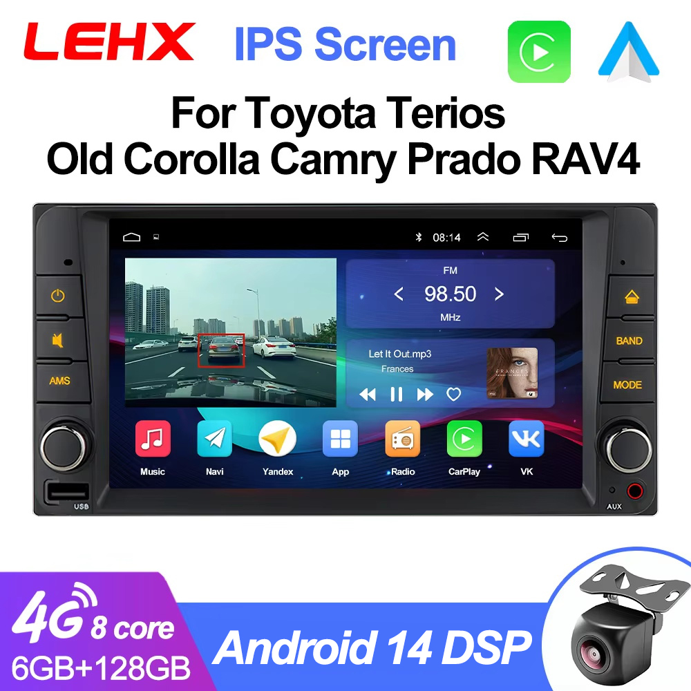 LEHX L6PRO 2 Din アンドロイド 14 自動車ラジオマルチメディアトヨタカローラ Vios クラウンカムリハイエースプレビア RAV4 Carplay ステレオ gps