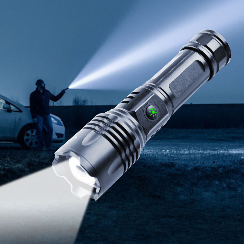 Brightenlux ズーム超高輝度ハイパワー防水 26650 1000 ルーメン USB 充電式 Led 戦術懐中電灯パワーバンク付き
