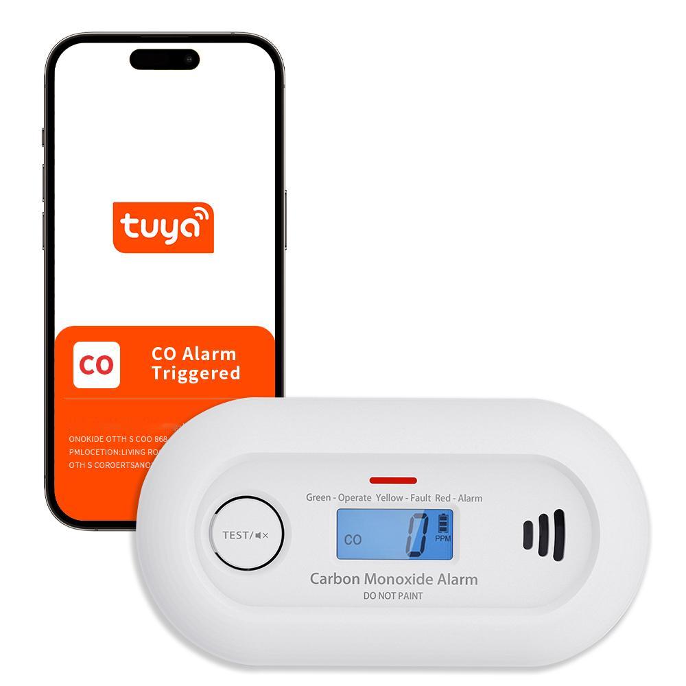 V-COME WiFi スマート一酸化炭素警報器、Tuya アプリ制御付き WiFi CO 検出器、10 年間寿命のバッテリー、CE EN 50291、VC21W