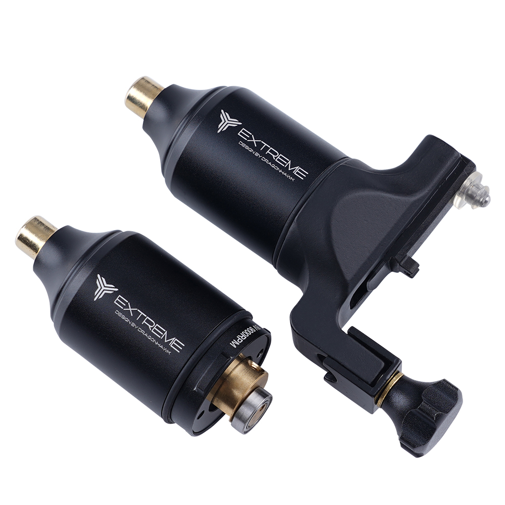 プロフェッショナルダイレクトドライブデュアルモーターロータリータトゥーマシン 6500RPM/9000RPM 極端な調整可能なストローク RCA コードタトゥーガン