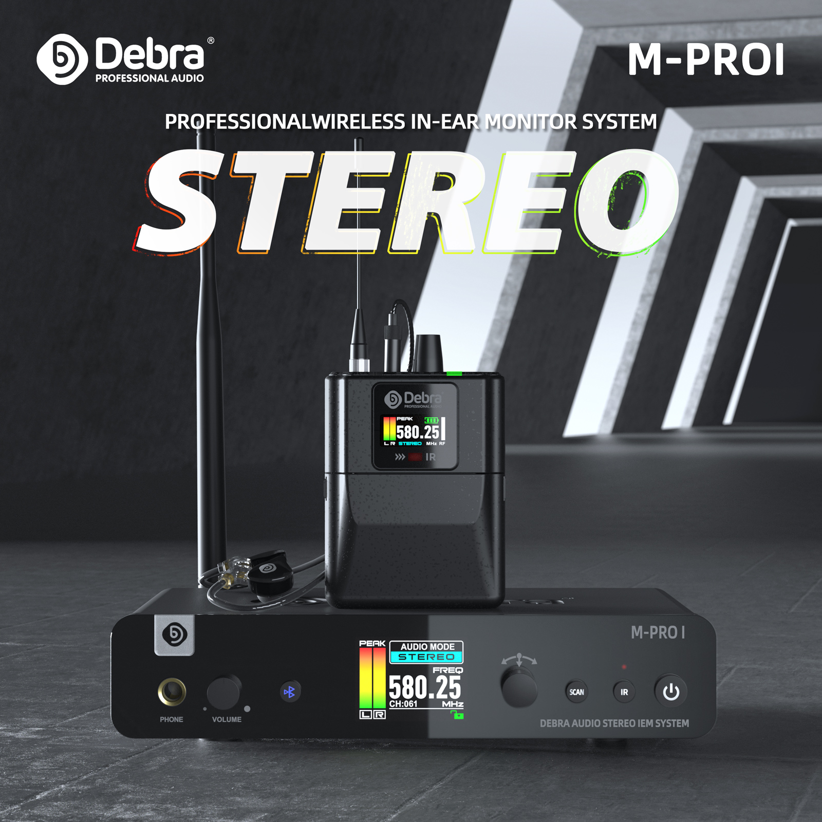 Debra M-PROl ステレオデジタルワイヤレスインイヤーモニタリングシステム自動周波数検索 Bluetooth 5.0 ステージパフォーマンス用