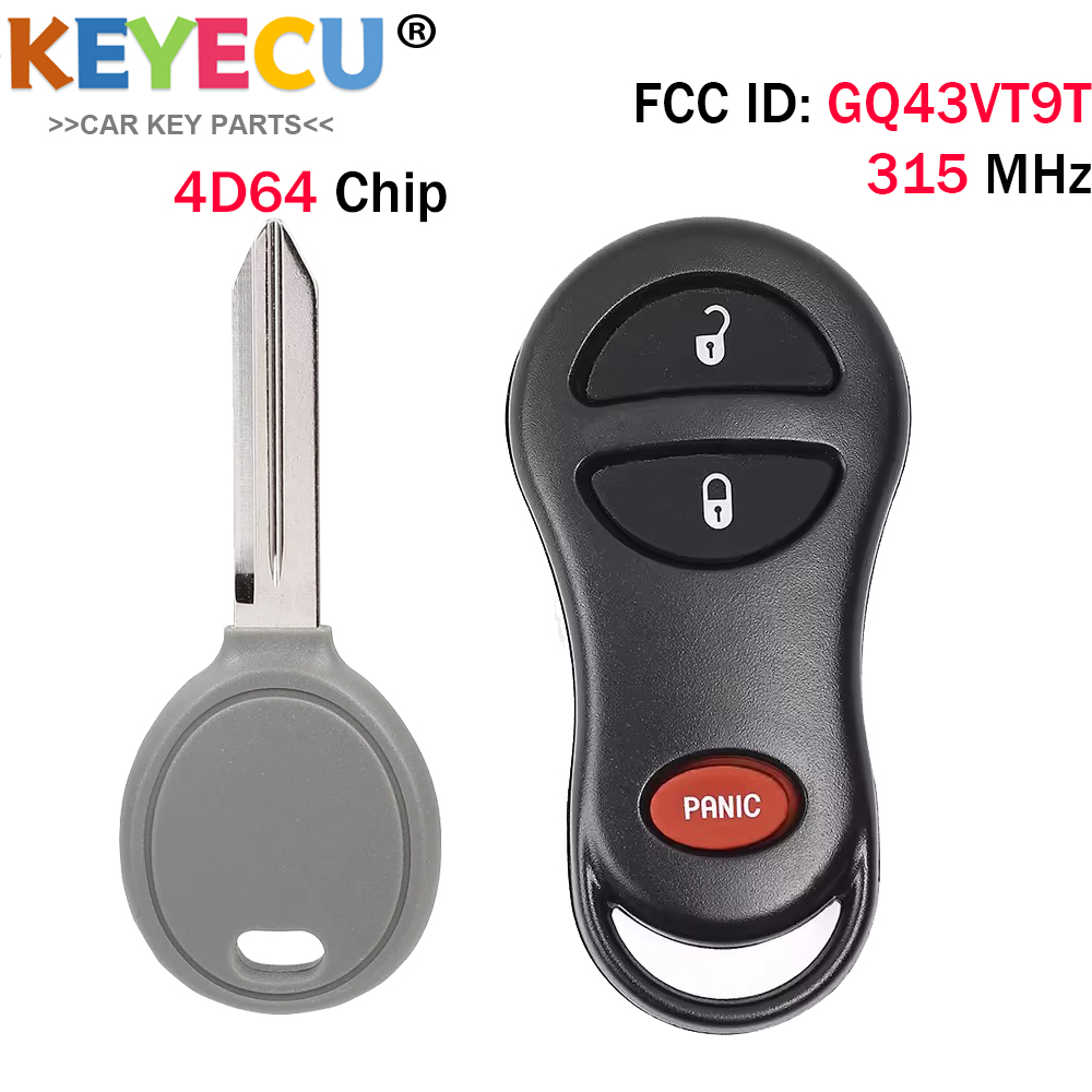 GQ43VT9T 4D64 チップトランスポンダーリモートキー 315MHz 3 ボタン Fob ジープ 1999 2000 2001 チェロキー 2002 2003 2004 グランドチェロキー