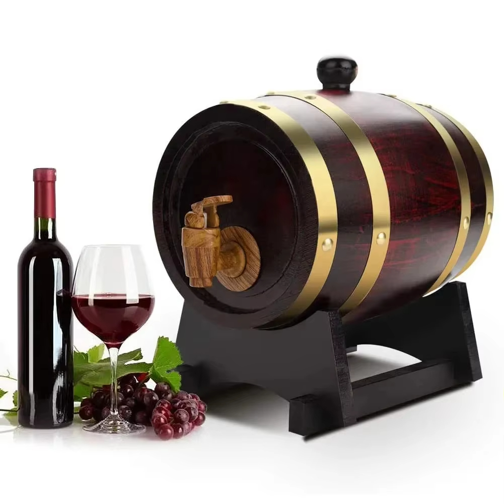 木製ワイン樽 1L/1.5L/3L ヴィンテージオークビール醸造アクセサリーウイスキー保存容器ホームバー装飾