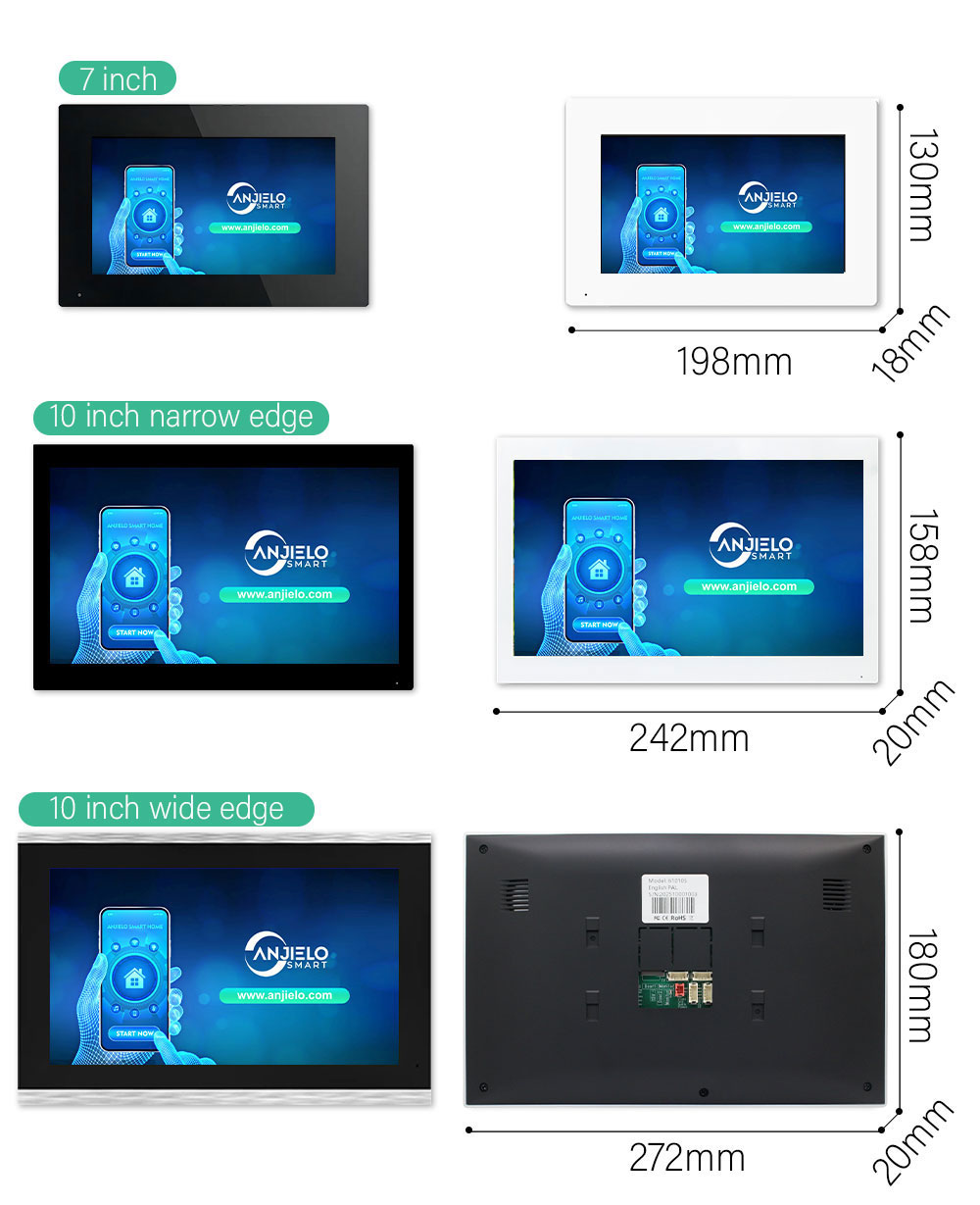 ANJIELO 1080P Tuya スマート 7 インチカラータッチスクリーン 10 インチ Wifi ビデオインターホンシステムドアベルモニターセットではありません