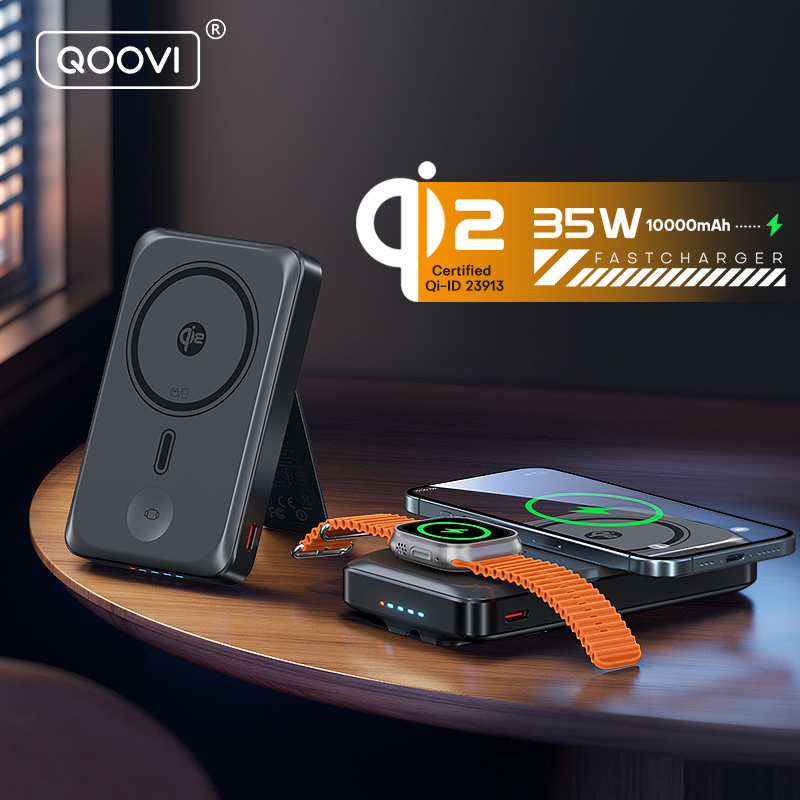 QOOVI Qi2 35 ワット磁気電源銀行 10000mah ポータブル充電器 MagSafe 15 ワットワイヤレス高速充電 iPhone 17 16 15 iWatch