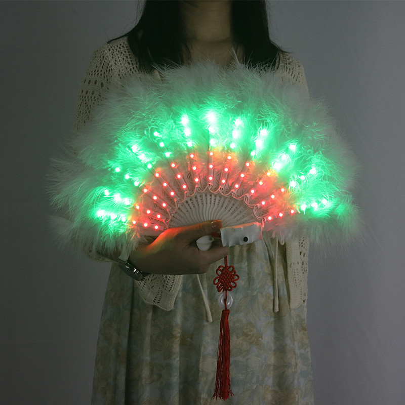 女性用 LED フェザーファンベリーダンスパーティー発光ライトアップファンフェスティバル雰囲気小道具ステージパフォーマンスアクセサリー
