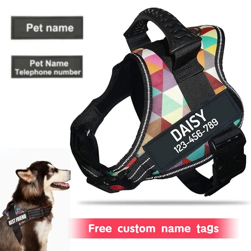 新しい犬ハーネス高品質ナイロン調整可能なカスタム ID 犬名小型大型犬ベストハーネスハロウィン犬用品