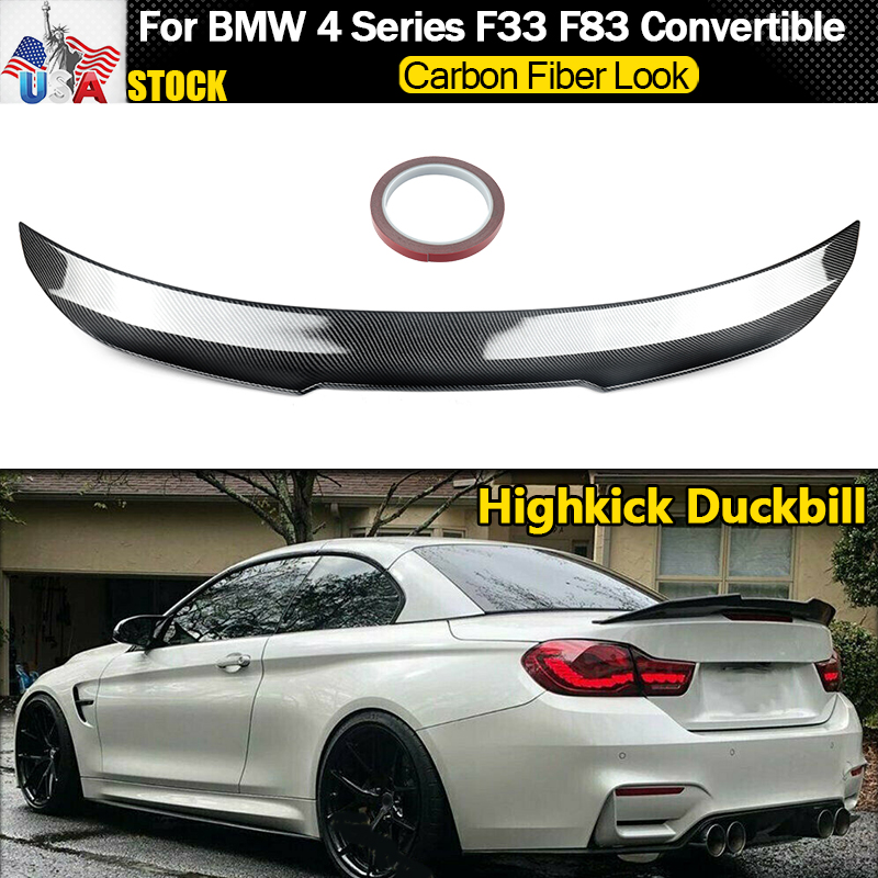 PSM スタイルカーボンルックリアスポイラーウイングリップ BMW F33 435i 440i F83 M4 2014-2020 尾翼