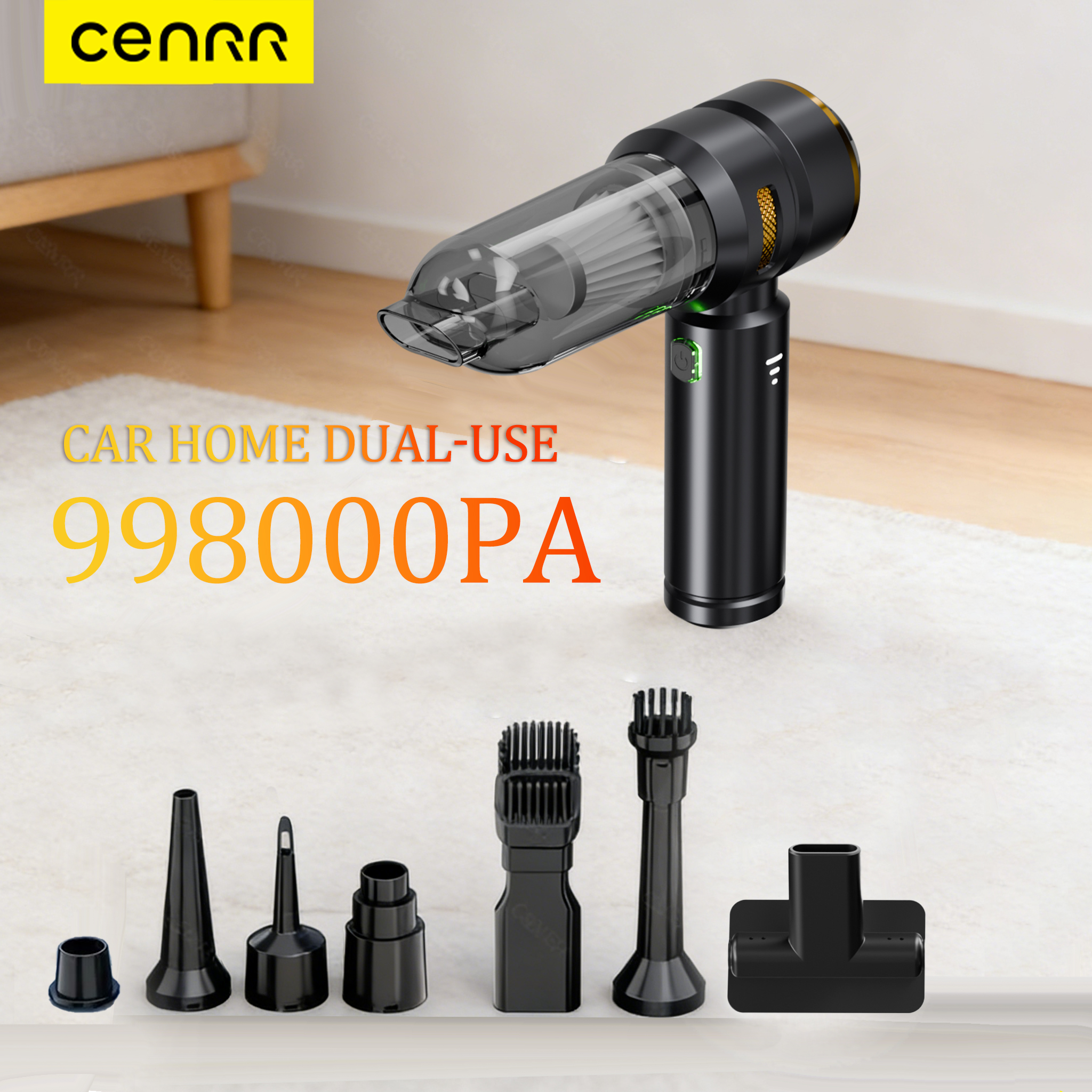 CENRR ポータブル車用掃除機ワイヤレスクリーナー強力な洗浄機強力な吸引ハンドヘルドミニ掃除機車用