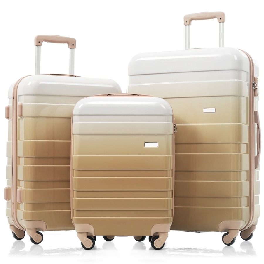 3 点の荷物セット ABS PC ハードサイド軽量スーツケースセット スピナーホイールと TSA ロック付き 旅行用の耐久性のある荷物セット 2