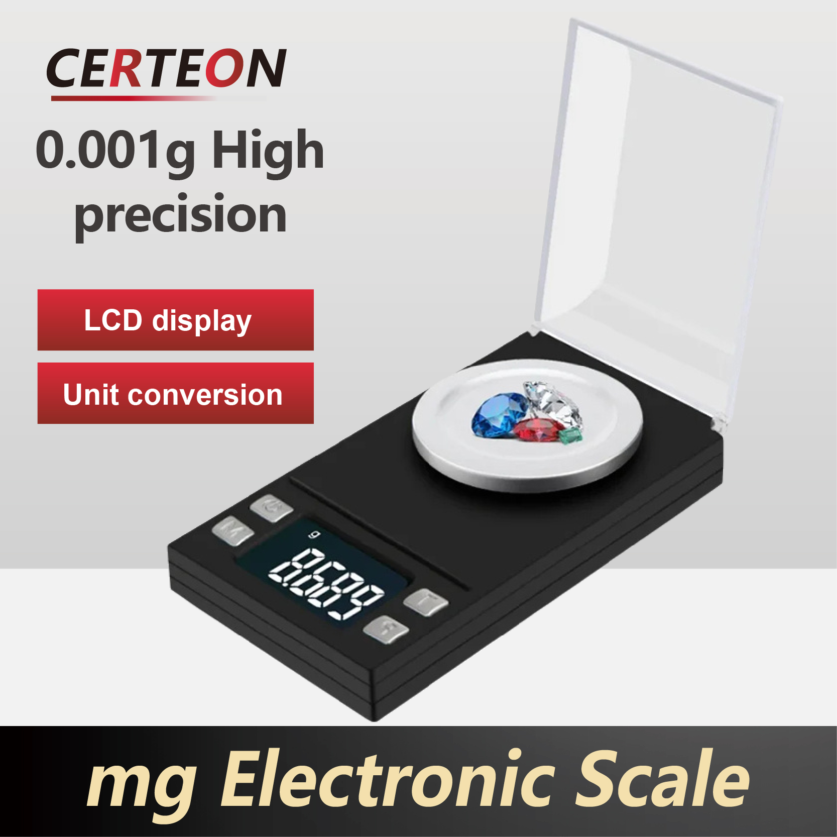 0.001 グラムデジタルスケールミリグラムスケールポータブルポケットバッテリー駆動 LCD 精密ミニジュエリースケール校正分銅付き