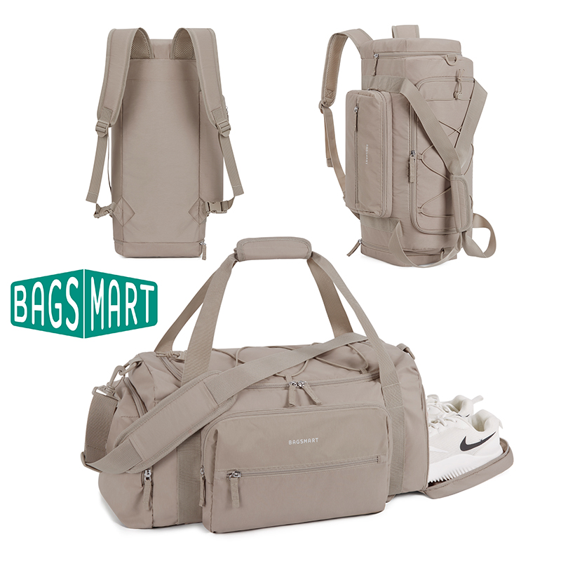 BAGSMART 4 IN 1 ジムバッグ 女性と男性用 TSA 軽量ダッフルバッグ シューズコンパートメントとウェットポケット付き 30L 機内持ち込みウィークエンダー
