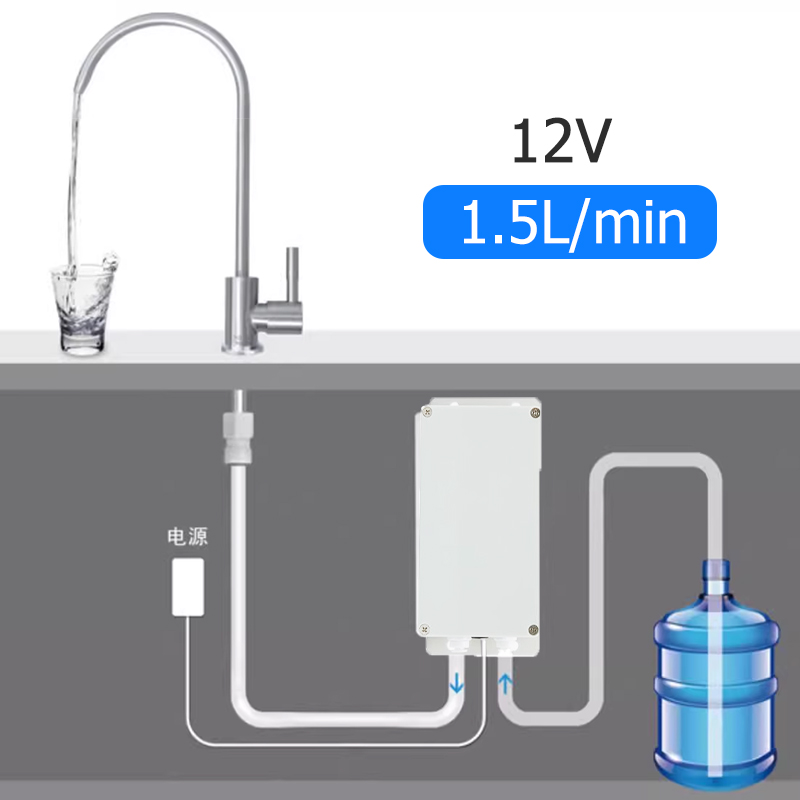 12V 電動ウォーターポンプキャラバンキッチン蛇口自動水吸引ポンプ 1.5 L/分キャンピングカーボートギャレーウォーターポンプ