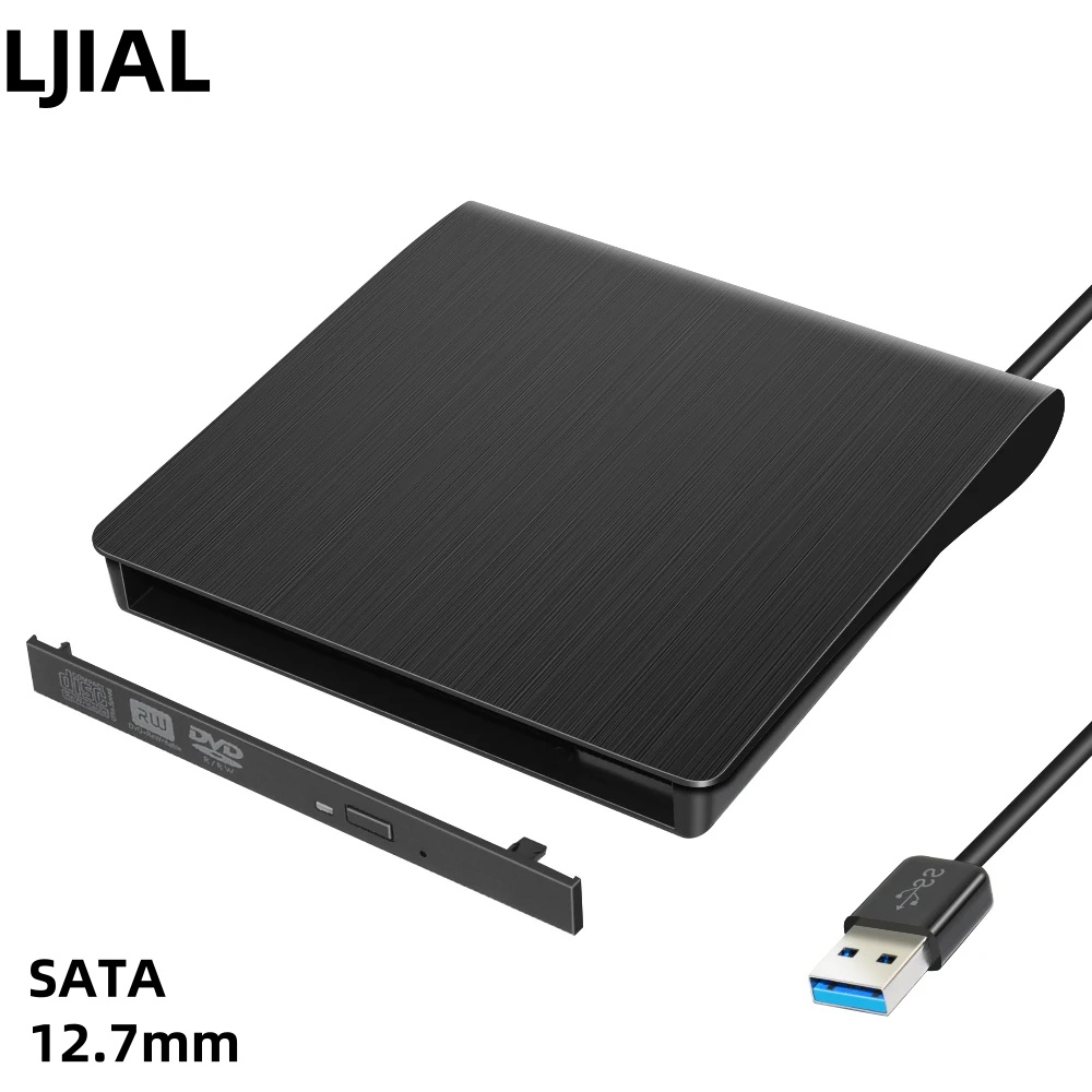LJIAL 12.7 ミリメートル USB 3.0 DVD ドライブ外部光学ドライブエンクロージャ SATA から USB 外部ケースラップトップノートブック用ドライブなし