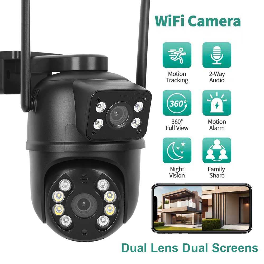 8MP 4K デュアルレンズデュアルスクリーン PTZ Wifi カメラ AI 人体検出ワイヤレス屋外 CCTV セキュリティ IP カメラ