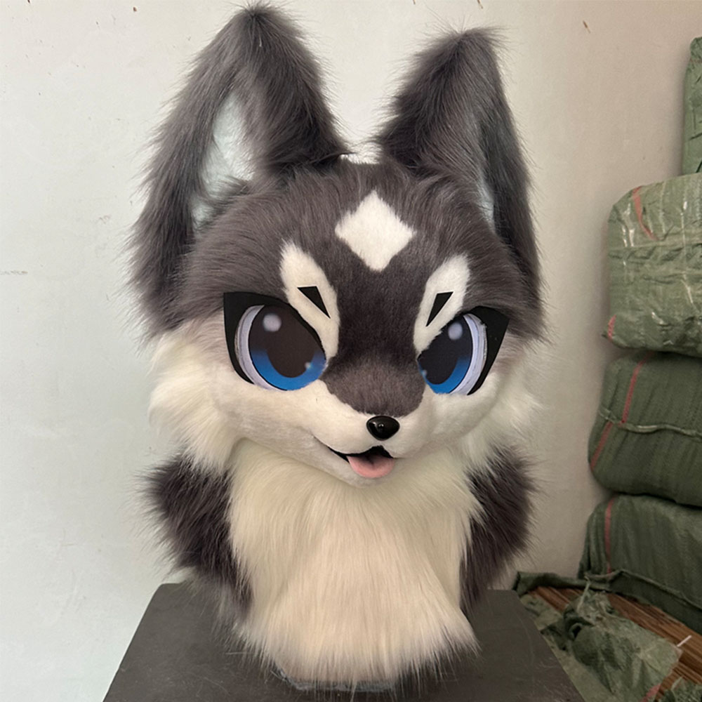 在庫あり着ぐるみヘッド安い動物ヘッドコスチューム猫毛皮の頭ケモノかわいい犬ヘッドコスチュームロールプレイング衣装