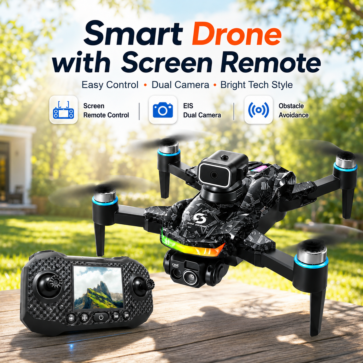 RC ドローン ブラシレスモーター 低ノイズ動作 360° フリップ デュアル HD カメラ スマート障害物回避 Wifi 2.4 グラム スクリーン コントローラー ドローン おもちゃ