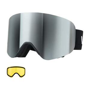 Unframed ski goggles for men and women, featuring magnetic silver lenses, compatible with Revo-coated OTG anti-fog TPU over-the-glasses sports eyewear